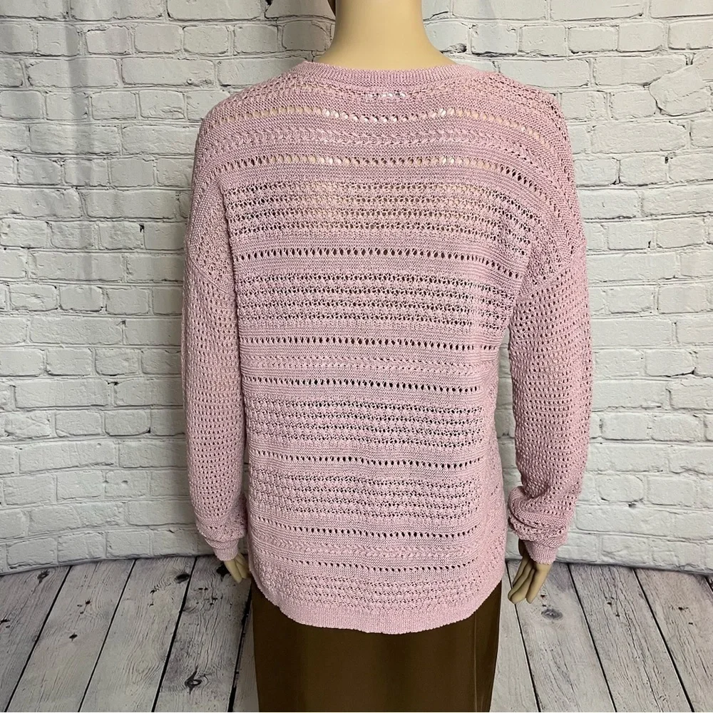 New J.Jill Dusty Rose Cotton Blend Knit Sweater Size XS